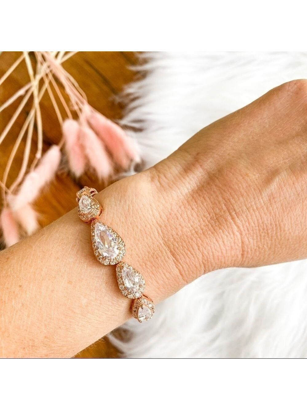 New untamed petals rose gold/crystal bracelet